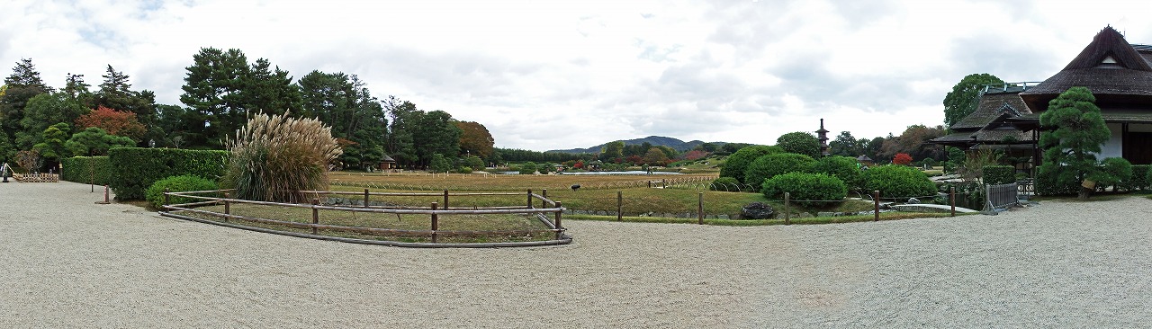 s-20141114 後楽園今日の鶴鳴館前庭から眺めるワイド風景 (1)