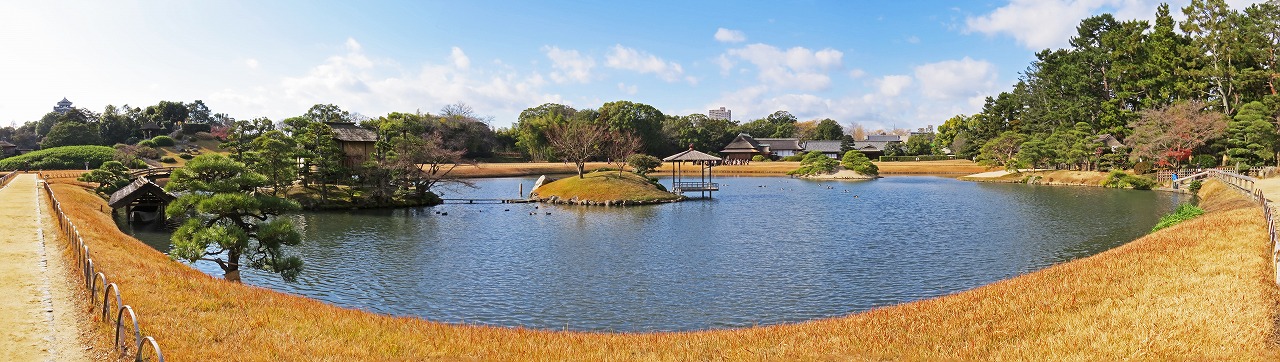s-20141214 後楽園今日の園内沢の池の様子ワイド風景 (1)