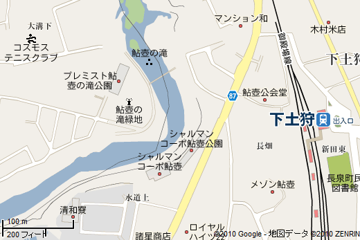 鮎壷の滝付近の地図