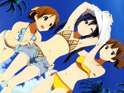 yande.re 212787 bikini hirasawa_ui iwasaki_nami k-on! nakano_azusa suzuki_jun swimsuits undressing