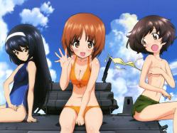 yande.re 226526 akiyama_yukari bikini breast_hold cleavage girls_und_panzer nishizumi_miho reizei_mako sugimoto_isao swimsuits tagme topless