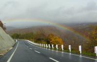 国道３９８号紅葉の花山峠１１虹