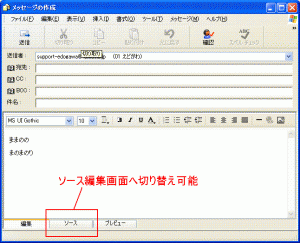 Outlook Express HTMLメール編集画面