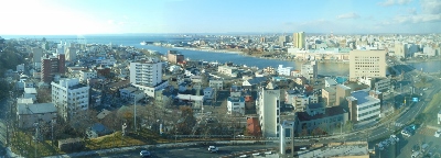 釧路幣舞橋付近のパノラマ写真